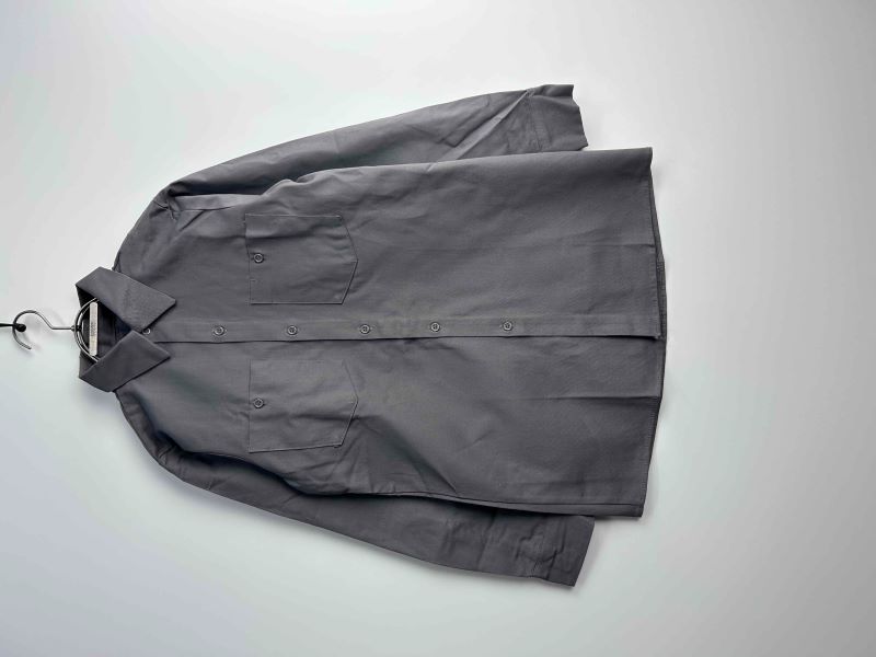 80s-90s UNIVERSAL OVERALL 745-S-3 Stone Cutter Grey Work Shirt (Deadstock / Size S)