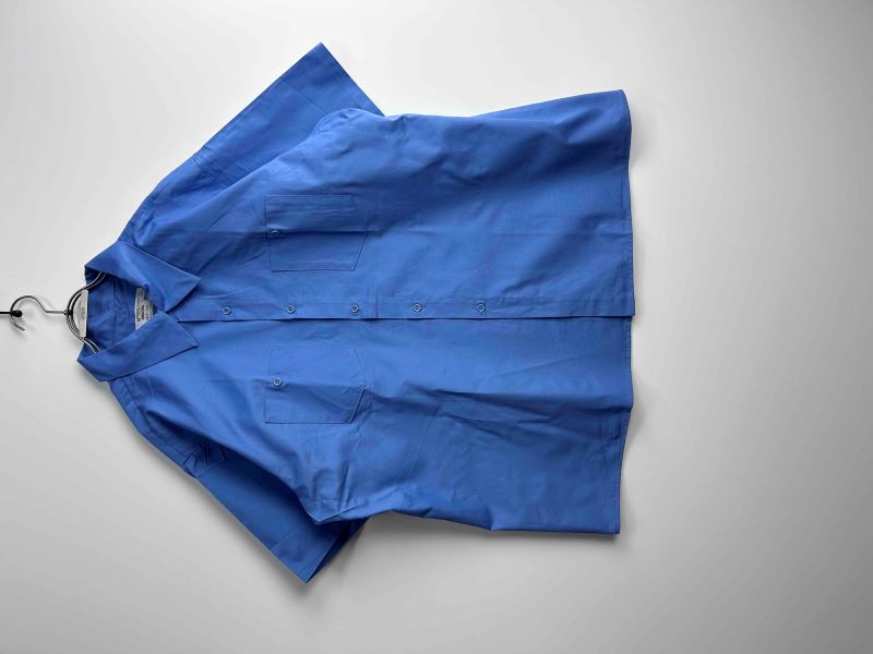 80s-90s UNIVERSAL OVERALL Stone Cutter 645-S-7 Blue Short Sleeve Work Shirt(Deadstock / Size 3XL)