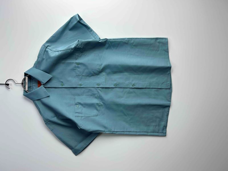 80s-90s UNIVERSAL OVERALL 47-S-12 Green Short Sleeve Work Shirt (Deadstock / Size M)