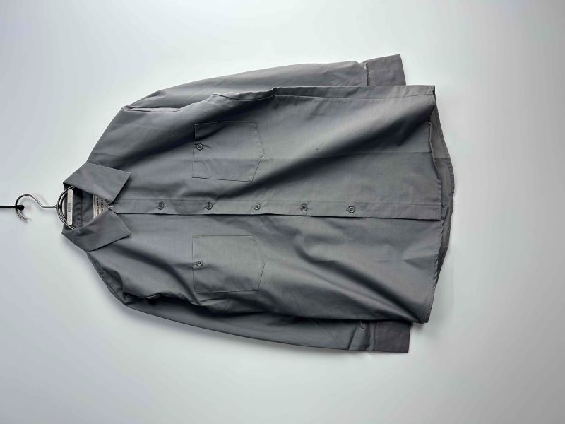 80s-90s UNIVERSAL OVERALL 647-S-3 Grey Work Shirt Durable Press(Deadstock / Size S)
