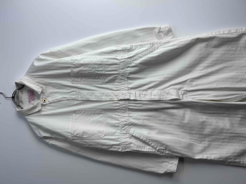 80s-90s UNIVERSAL OVERALL Stone Cutter White Herringbone All-In-One (Good Used Condition / Size 46)