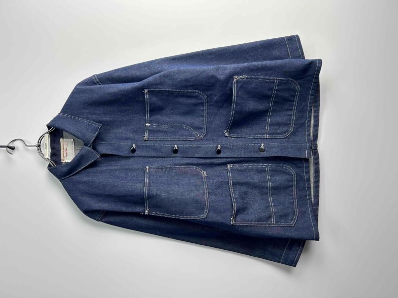 80s-90s UNIVERSAL OVERALL Stone Cutter Denim Coverall Dark Indigo Black Buttons (Mint Condition / Size 42)