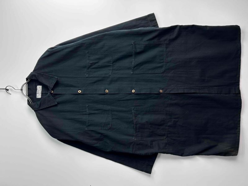 80s-90s UNIVERSAL OVERALL Stone Cutter Black Herringbone Twill Shop Coat (Good Used Condition / Size 54)