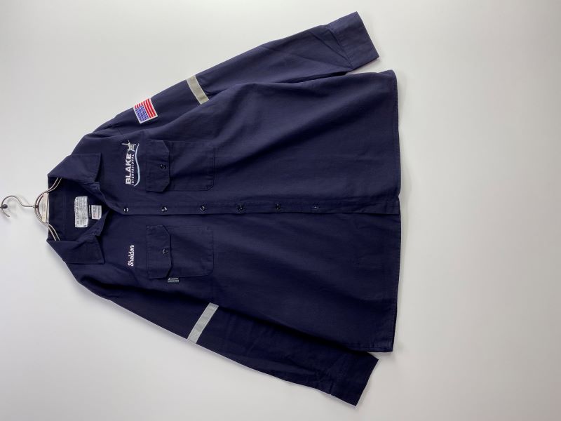00s-10s UNIVERSAL OVERALL Blake International Navy FR Work Shirt (Good Condition  / Size 2XL-LN)
