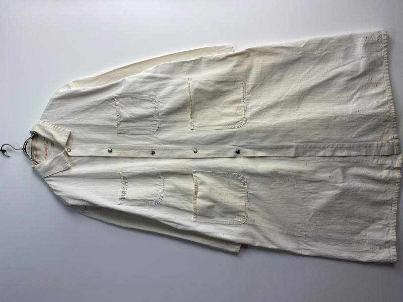 50s-60s UNIVERSAL OVERALL Stone Cutter White HBT Shop Coat (Good Used Condition / Size 50)